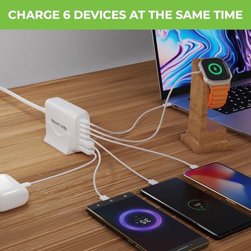Image of UltraProlink 100W 6 in 1 GaN Super Fast Charger MultiPort Hub| 4 Type-C & 2 USB-A ports |Laptop Charger Adapter| For MacBook Pro /Air, Type C Laptops (HP, Dell & more), iPhone 15 Pro Max, Galaxy Phones