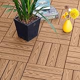 ウッドパネル 人工木 アイウッド 30×30cm厚み2cm 正方形 ジョイント式ベランダタイル 簡単設置 高強度樹脂製 防腐・防錆・耐酸性 防潮防虫 屋内外兼用 置くだけ DIY 無毒ECO素材 ベランダ/庭/ペットサークル用 日本雨風対応（15枚セット）