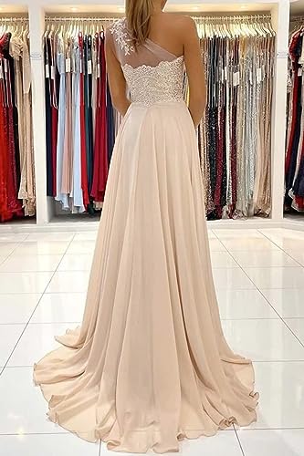 One Shoulder Prom Dresses Sleeveless Formal Dresses Side Split Evening Dresses Chiffon Party Dresses 2024 Lace Illusion Back3