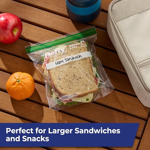 Hefty XL Press to Close Plastic Sandwich Expand and Fill Food Storage Bags, 130 Count - image 2