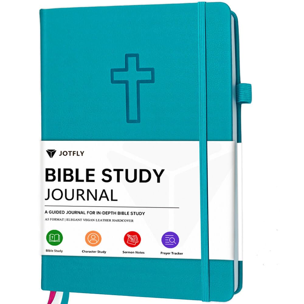 JOTFLY Bible Study Journal - Church Notes Notebook for Note Taking & Reflection - Guided Bible Study Notebook - Faith-Based Religious Gifts & Bible