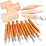 Wood Carving Tools Kit, Sloyd, Hook, Detail Knives, Hardwood Handle Grips, Carbide Blades Sharpener Included 19 Piece Set