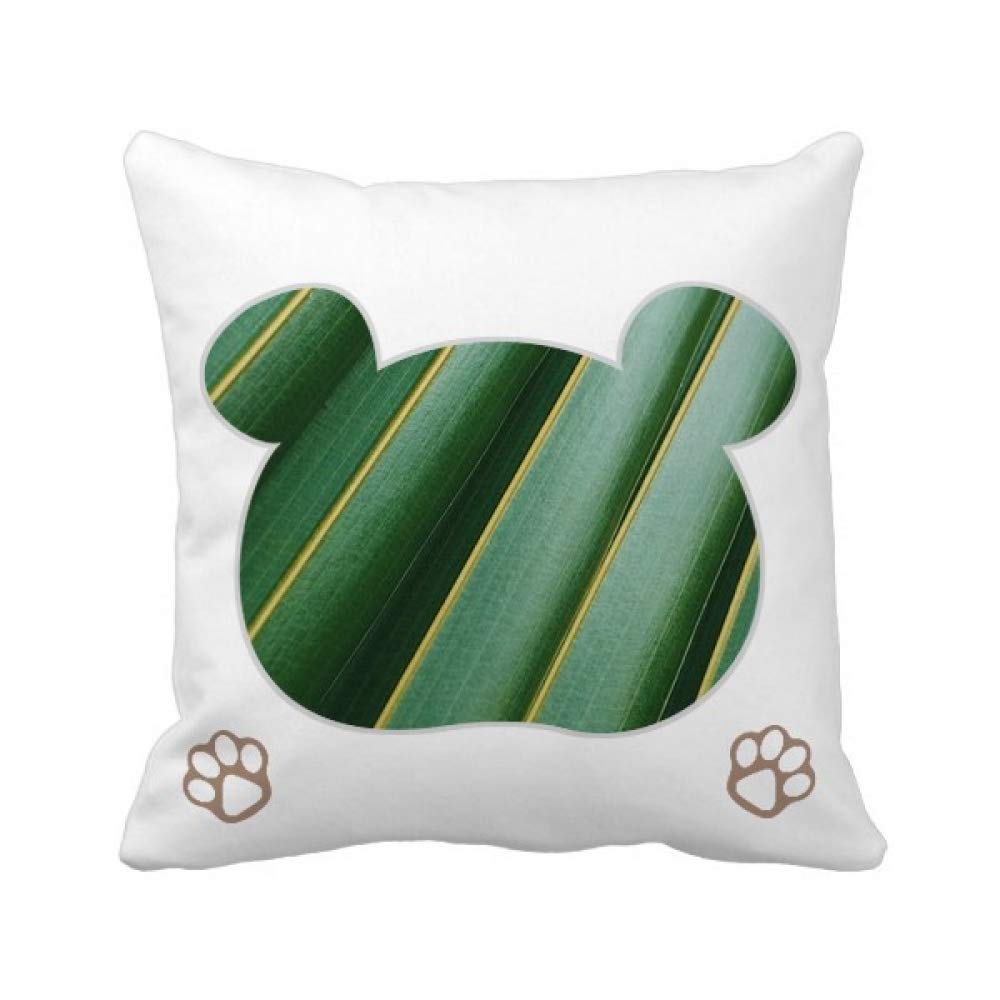 Housse de coussin nature impression feuille verte aux finitions soignées