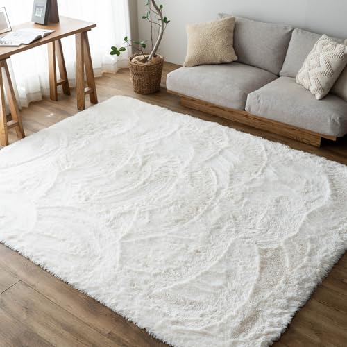 サヤンサヤン 洗える シャギー ラグマット エクセレントムーティーⅡ 130x190 スノーホワイト