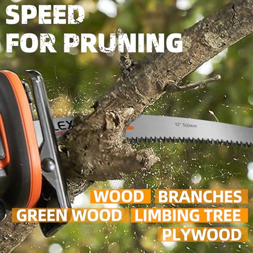 Image of ALEXEX 6Pcs 12 inch Japanese Teeth Reciprocating Saw Blades for Wood Cutting and Tree Trimming, 6TPI Arc Curved Wood Sawzall Blades for PVC Pipe Cutting, Cr-V Sabre Sawzall Pruning Blades 12 Inch