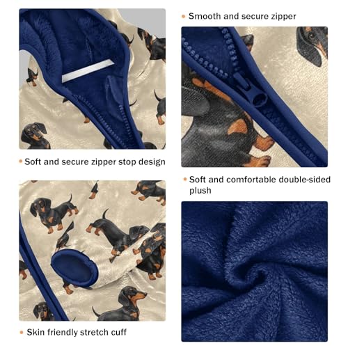 Cute Dachshund Dogs Beige Boys Winter Jacket, Boys Hooded Jacket Comfy for Fall Winter Spring 3T3