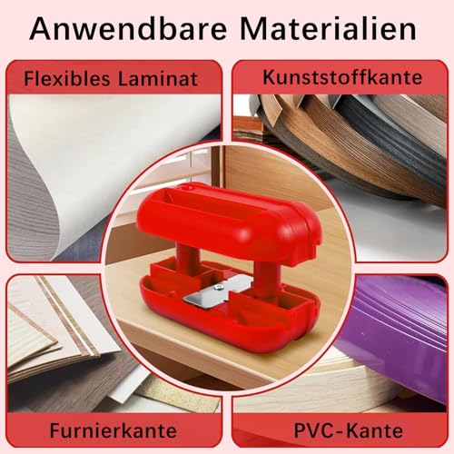 Yuentoen Kantenbandschneider,Kantenschneider Umleimer,Einhandhobel,Manueller Kantenanleimschneider,Edge Banding Trimmer mit Ersatzklinge Schleifpapier, Handschneidewerkzeug für Holzkantenbänder