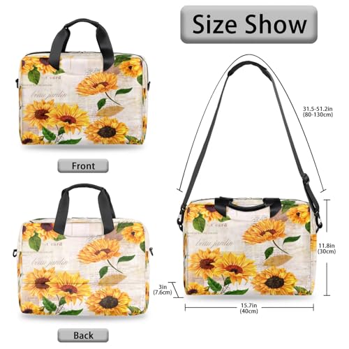 AUUXVA Vintage Flowers Sunflowers Laptop Bag Sleeve Case for Women Men Florals Leaves Briefcase Tablet Messenger Shoulder Bag with Strap Notebook Computer Case 14 15.6 16 Inch for Business4
