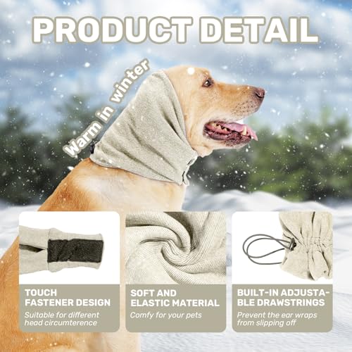 Image of Dog Calming Hoodie, No Shake Ear Wraps for Dogs, Adjustable Dog Ear Muffs for Noise Protection, Ear Wrap Head Cover for Anxiety Relief & Hematoma (Pearl White, S(Head Circle:9.8 inch-14.9 inch))