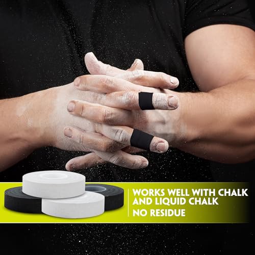 Image of EAGLES Finger Tape 2, 3, 6 or 12 Pack Black or White | Residue Free Skin Friendly Strong Athletic Sports Tapes | 0.5 inch x 45 Ft for BJJ Jiu Jitsu Grappling MMA Knob Tape Weight (Black, 12 Pack)
