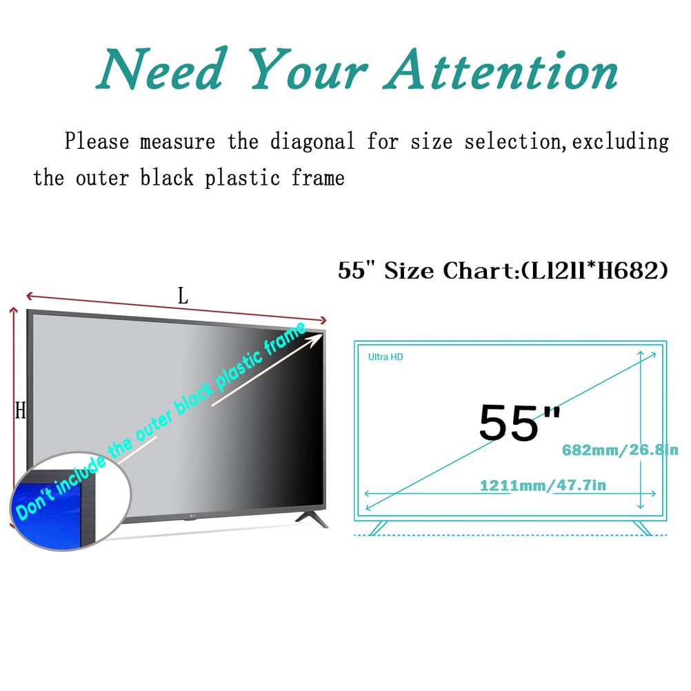 Protecteur d'écran TV Anti-Lumière Bleue 55" Anti-Reflets Mat pour Téléviseurs 4K, Film Résistant aux Rayures