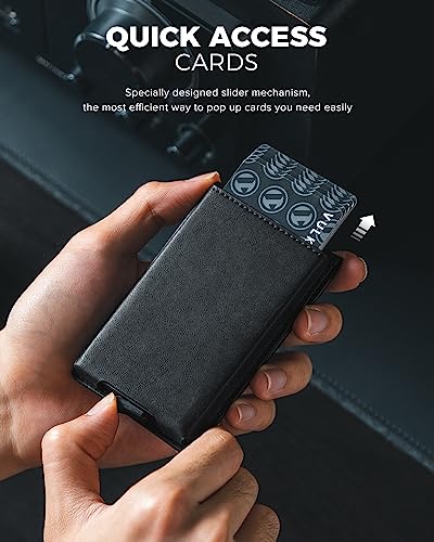 Image of VULKIT Minimalist Wallet for Men Pop Up Credit Card Holder Slim Bifold Wallets RFID Blocking Magnetic Closure with Gift Box, Black, slim, Minimalist