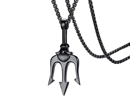 Asma Jewel House Poseidon Trident Neptune Pendant Stainles Steel Ancient Greece Amulet Necklace for Men,Gift for Sailor for Men/Boys