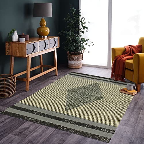 Tapis bohème en coton imprimé main chambre et entrée 1,5m