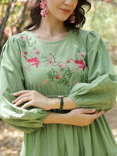 Image of Stylum Women's Solid & Embroidered Cotton Tiered Dress