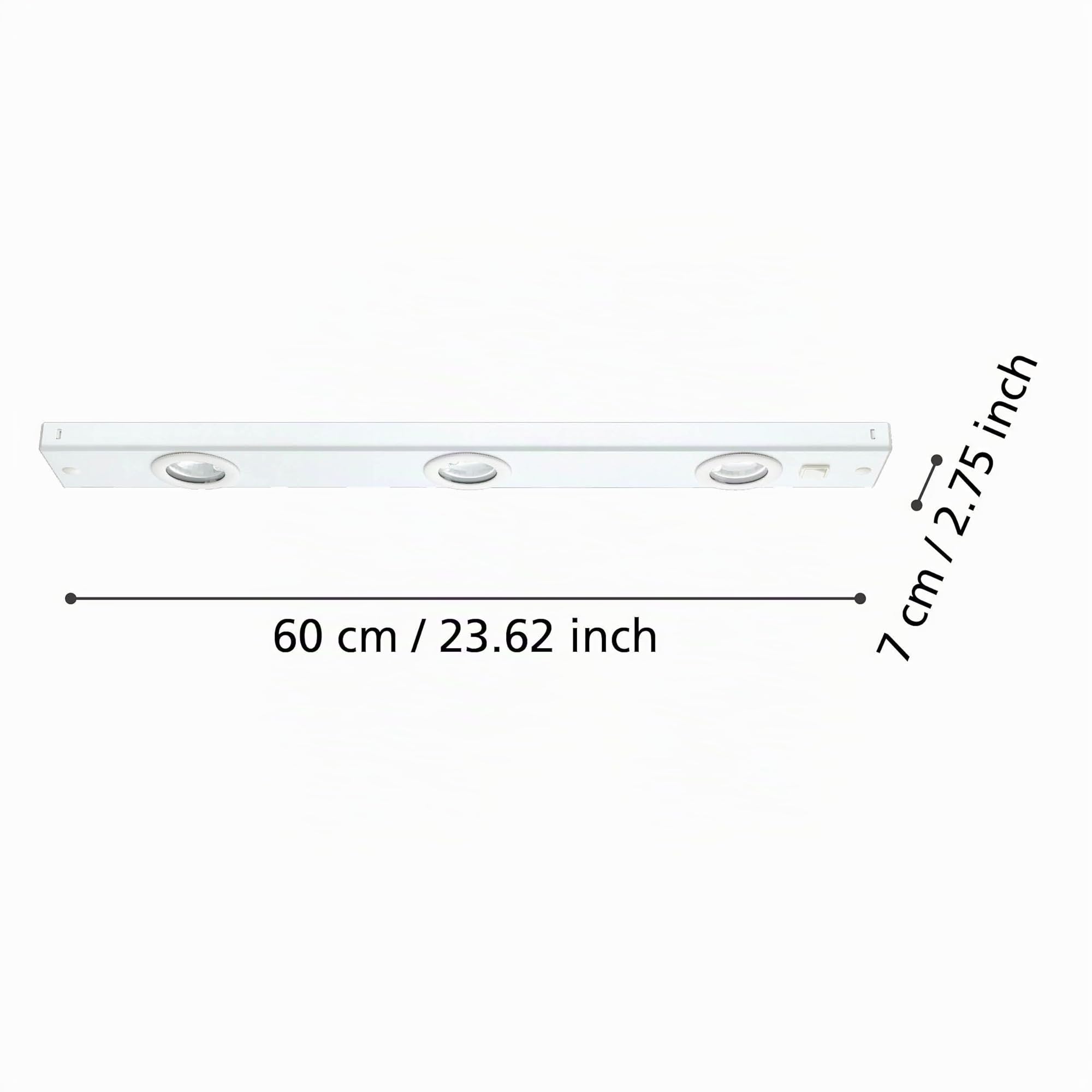 Eglo LED Lampe sous meuble Kob LED, lampe de cuisine 3 flammes en métal