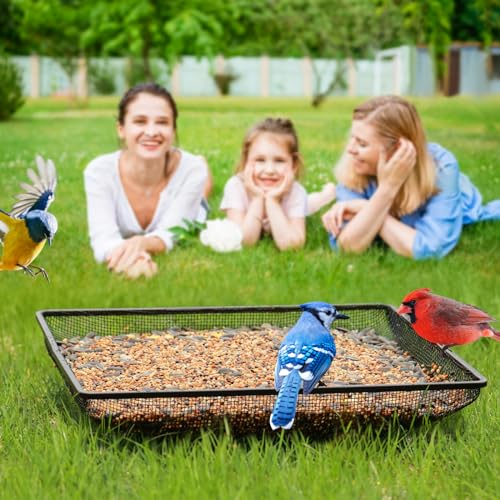 MIXXIDEA Ground Bird Feeder Tray 11x11 Inches, Metal Platform Mesh Seed Tray for Bird Feeders, Great Attracting Garden Yard Decoration for Wild Birds Squirrels Dove,1 Pack - image 5