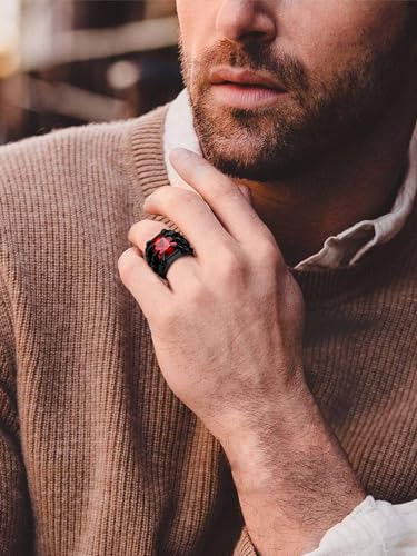 ChainsProMax Men Evil Eye Ring Biker Punk Rings, Dragon Claw Ring With Gemstone, Can Engrave, Stainless Steel/Gold Plated/Black-Send Gift Box2