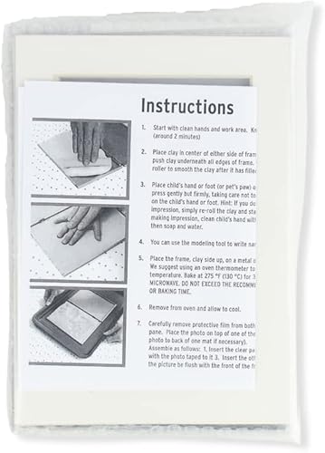 Miniatura 8 de Sculpey Keepsake® Kit de bricolaje para hornear arcilla para horno, marco de memoria para manos y patas (embalaje no minorista). Blanco, no tóxico,