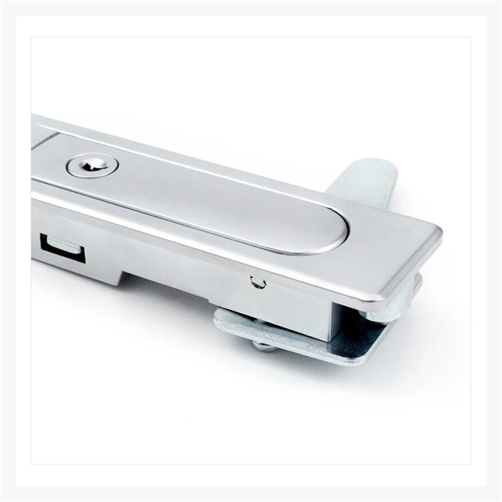Cerradura plana, cerradura de botón Industrial, cerradura de gabinete de red de comunicación de información eléctrica, 1 Uds.(Silvery,With key)