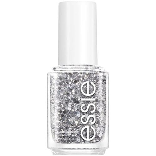 essie - Esmalte de uñas vegano de calidad de centro de manicura, 0.46 onzas, tono Set In Stones, brillantina plateada