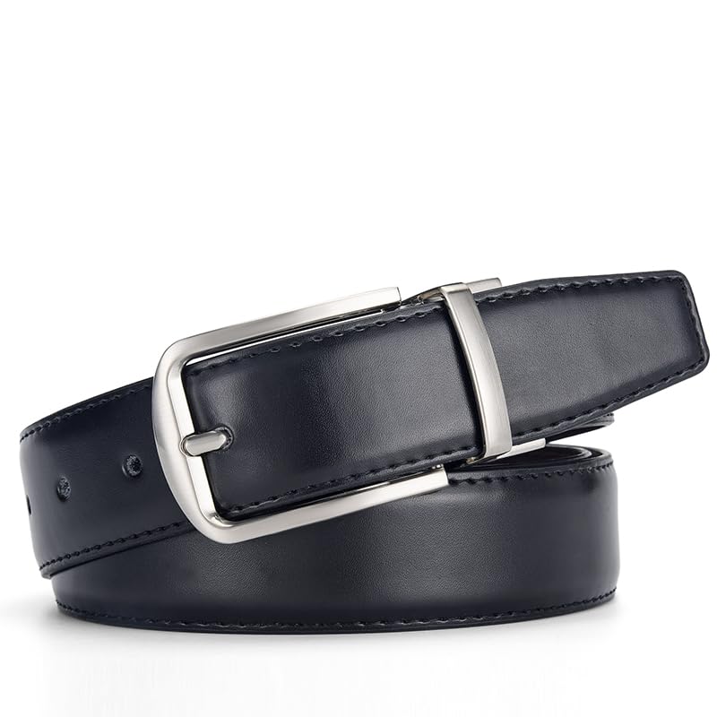 Reversible Leather Belt for Men,2 color in One Belt,Dual Sided Dress and Casual Belt with Rotated Buckle3
