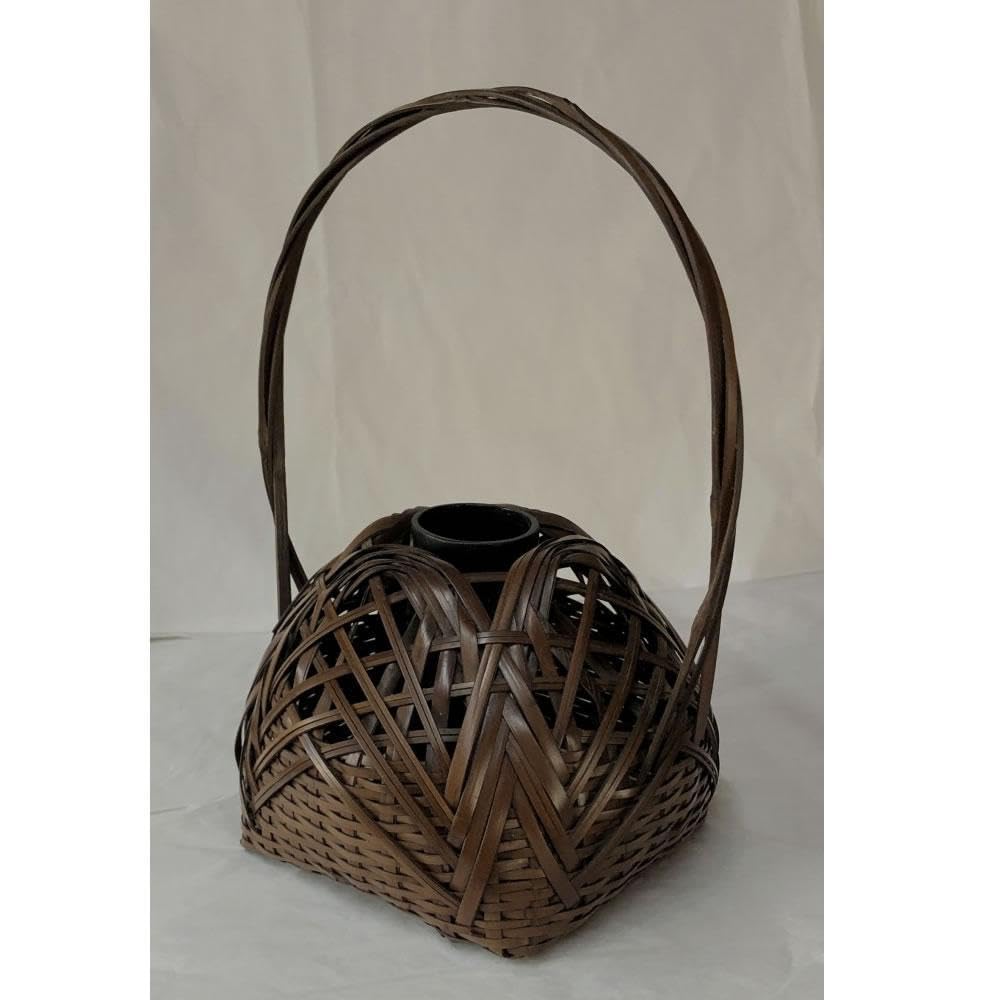 e2655 竹花籠 竹真斉 高さ27cm 手付き 竹花入 花籠 花入 宗全籠