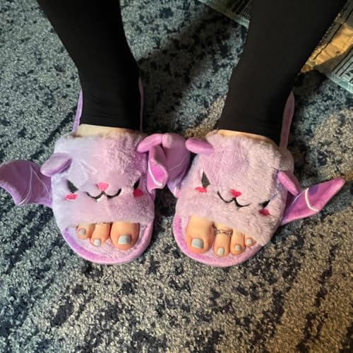Halloween Bat Animal Slippers Soft Plush Cozy Open Toe Women Indoor or Outdoor Fuzzy Slippers Halloween Gifts For Girls Women Girlfriend2