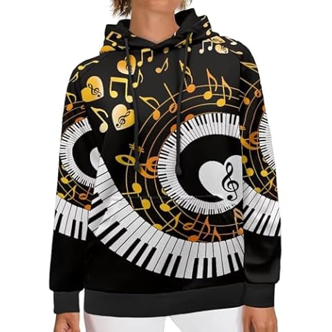 POLERO Womens Musical Note Hoodie Sweatshirt Cover