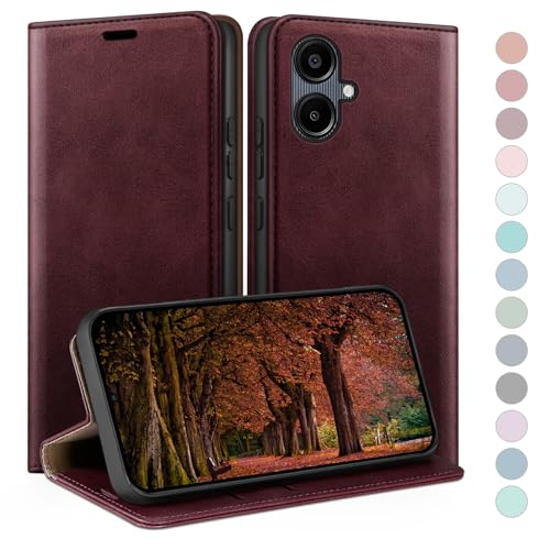 Étui Samsung Galaxy A06 portefeuille cuir vin rouge pour sorties et quotidien