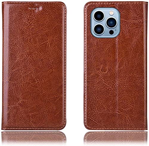 Funda magnética de cuero para iPhone 13 Pro CEKGDB tapa cartera para viajes urbanos café
