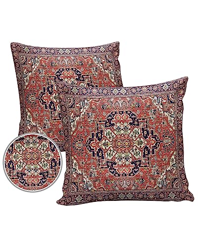 Outdoor Pillow Covers Waterproof,Native American Indian All Weather Cushion Case Set of 2,Abstract Antique Traditional European Luxury Decorative Pillowcases for Sofa Couch Bed Patio Furniture 24