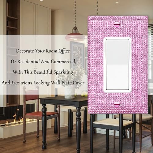Image of 2 Pcs Pink Rhinestones Double Hole Outlet Light Switch Plate Decorative Outlet Covers Light Switch Cover Rhinestones Outlet Covers Wall Plate