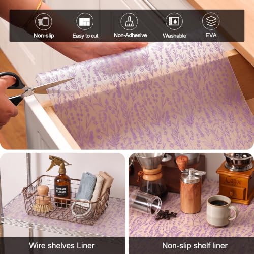 Image of Porslin Premium Non-Adhesive Kitchen Shelf Drawer Liner (45cm x 5m) Waterproof, Non-Slip, Washable, BPA-Free PEVA Mat Roll for Cabinets, Fridge, Wardrobe, Cupboards & Dressers (Modern Pattern) SL11