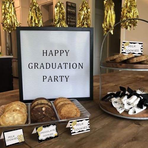 Image of 24pcs Graduate Place Cards, Graduation Food Labels for Buffet Table | Cheese Labels & Candy Table Supplies - Reusable Party and Graduation Party Decorations