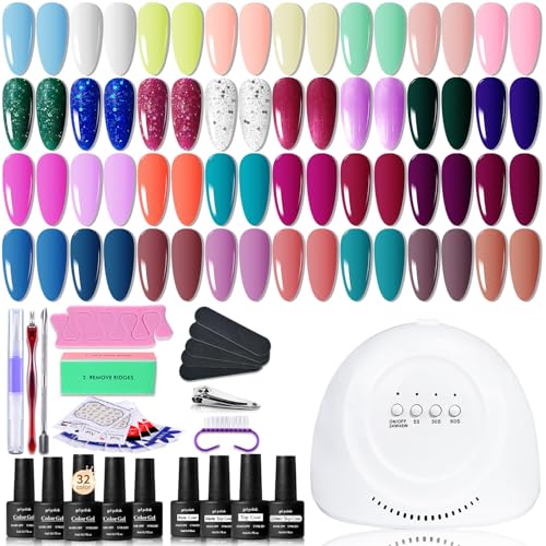 Kit de démarrage de 36 vernis à ongles gel Série U V claire et foncée Kit de manucure gel sans essuyage Base mate et top coat brillant