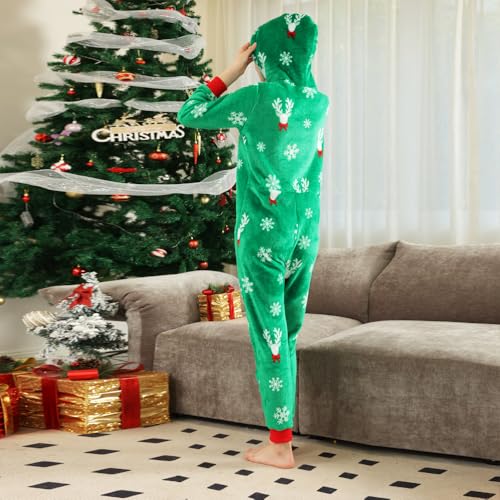 Winmany Family Matching Christmas Pajamas Flannel Plush Hooded One-piece Pjs Soft Holiday Fleece Nightwear Loungewear4
