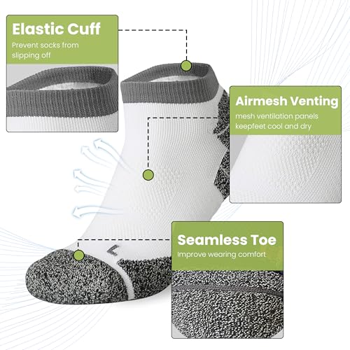 Wildarms Men’s Compression Running Ankle Socks Low Cut Anti-Blister Moisture Wicking Cushioned Athletic Socks for Men 3 Pairs3