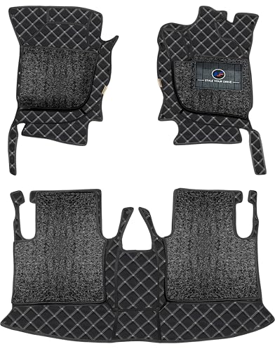 Image of Autofurnish Luxury 7D Car Mat Full Set for Hyundai Creta 2015-19 || Luxury Leather Dual-Stitch Full Set 7D Car Floor Mat || 100% Waterproof || Color : Black Beige