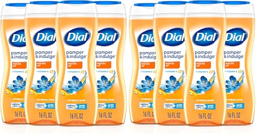 Image of Dial Body Wash, Pamper & Indulge Marula Oil, 16 Fl Oz, Hydraclean Complex & Vitamin E, Gentle, Leaves Skin Feeling Nourished, Dermatologist-Tested, No Parabens & Sulfates (Pack of 8)