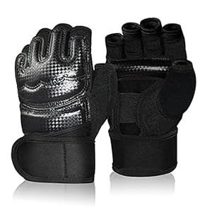 QINGLER Punch Bag Boxing Martial Arts MMA Sparring Grappling Muay Thai Taekwondo Training PU Leather Wrist Wraps Gloves Half Mitts UFC Training Boxing for Children Kids XX-Small Size Black