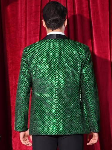 Lars Amadeus Sequin Blazer for Men's Shiny Metallic Tuxedo Shawl Lapel Disco Party Argyle Plaid Suit Jackets Sports Coat3