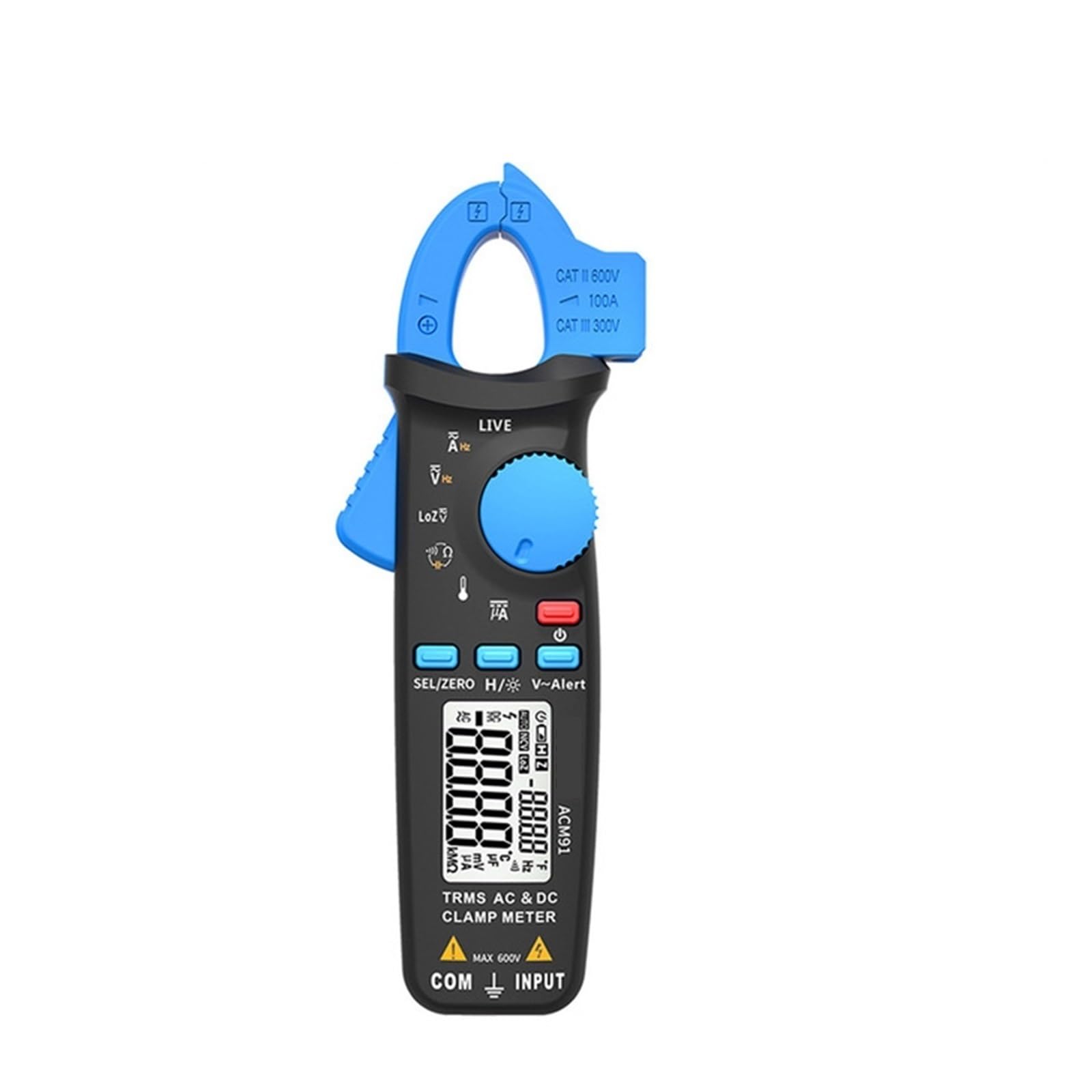 Pinza amperimétrica digital, Medidor De Pinza Digital ACM91 Corriente CA/CC 1mA Valores Eficaces Verdaderos Rango Automático Control En Vivo NCV Temp Condensador Frecuencia Multímetro(ACM91(Blue))