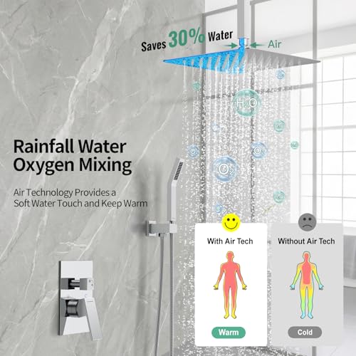 Image of SR SUN RISE 12 Inch Ceiling Mount Rain Shower System,Polished Chrome