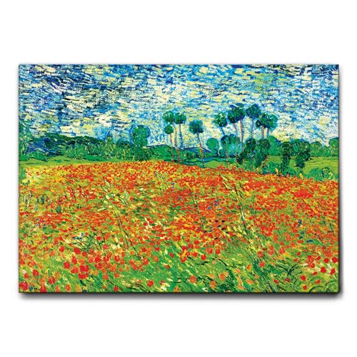 Giallobus - Quadro - Vincent Van Gogh - Poppy field (Campo di papaveri) - Tela Canvas Telaio Standard - 140L x 100l cm - Pronto da appendere - Quadri moderni per la casa