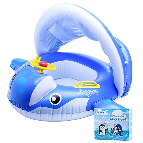 Joyjoz Baby Floats for Pool, Baby Pool Float with Canopy, Baby Swimming Pool Float, Infant Inflatable Swimming Ring with Adjustable Sun Shade, Kids Beach Pool Water Toys, Gift for Baby Boys Girls