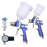 Yescom Professional Hvlp Stainless 1.0mm 1.4mm Spray Paint 2 Gun Kit Primer Gravity Feed Paint 30-80psi