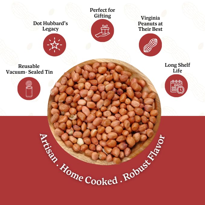 Miniatura 4 de Hubs Peanuts Big Reds - Nueces de Virginia prémium con pieles rojas - Sabor salado recién cocido en casa - Bocadillos saludables, ricos en