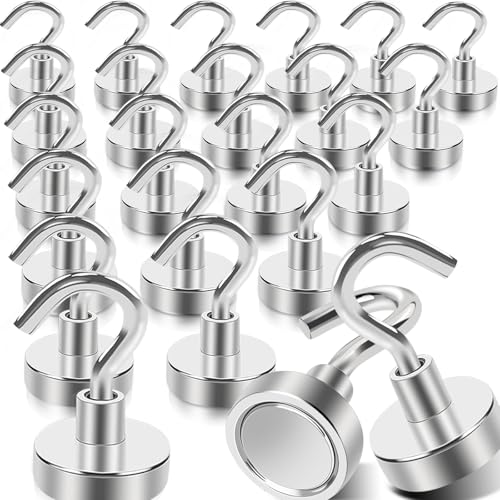 Image of 20Pack Magnetic Hooks, 35lb+ Strong Magnetic Hooks Heavy Duty Rare Earth Neodymium Magnets with Hooks for Hanging, Heavy Duty Hooks Magnetic for Cruise Cabins Camping Kitchen Fridge Classroom Office