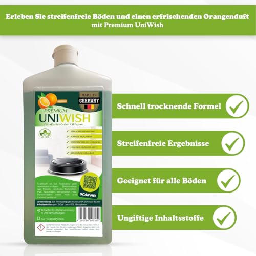  JaTop UniWisch Orangenduft - streifenfreie Reinigung für Böden - für alle Wischroboter und Saugwischer
| JaTop UniWisch
